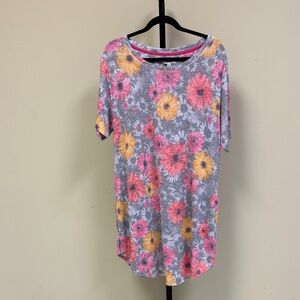 Kensie Floral Gray and Pink Short Sleeve Sleepshirt